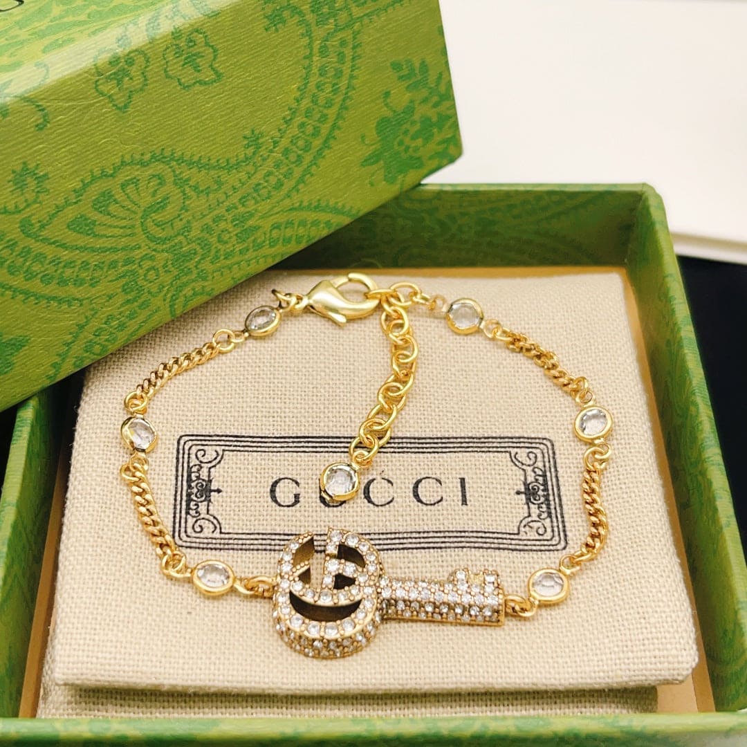 18K Double Gucci Crystal Key Bracelet