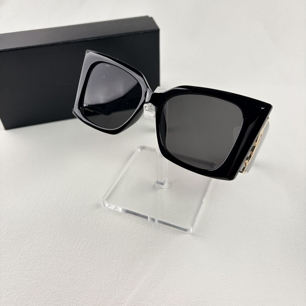 Oversized Square Statement Sunglasses - Black Bold Frame UV Protection