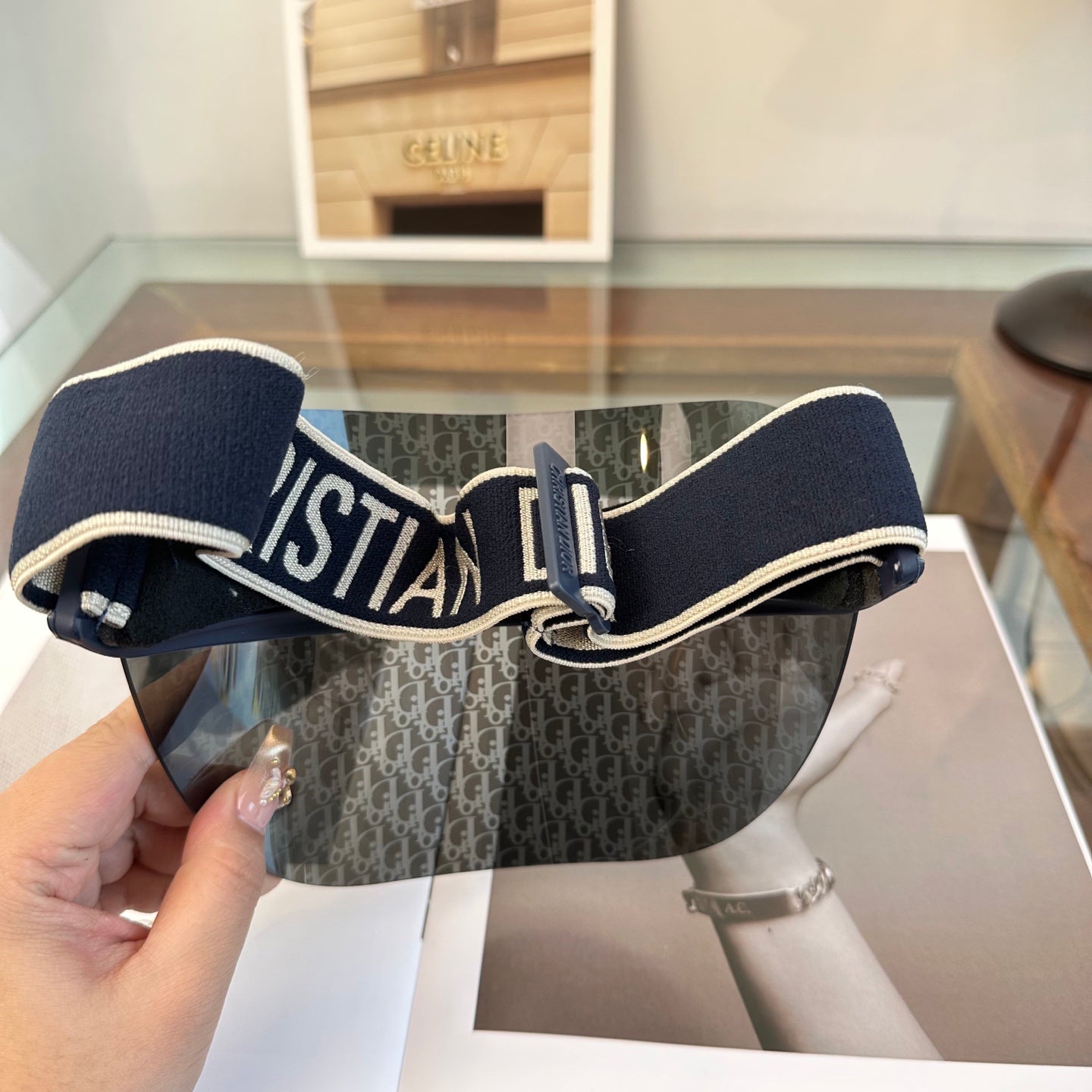 Monogram Sun Shield Visor in Elevated Navy Blue