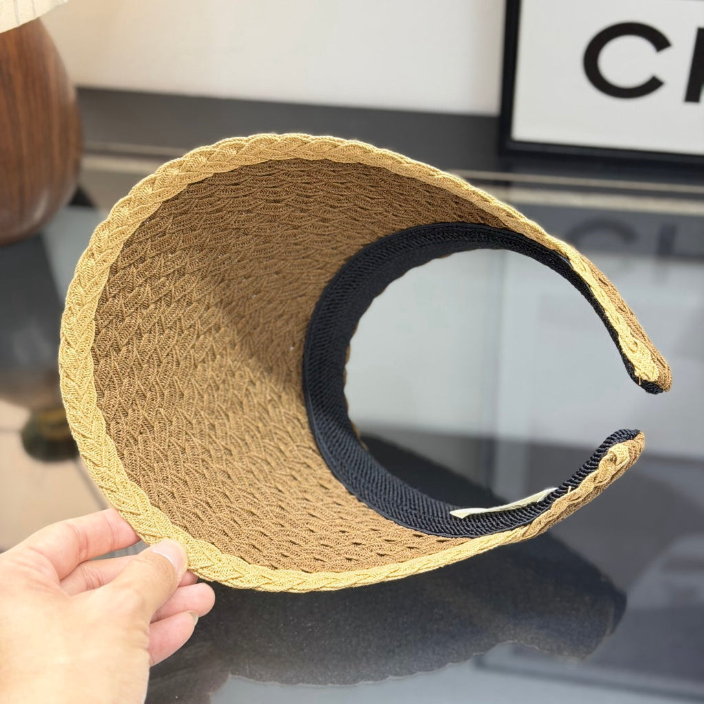 Woven Straw Visor Hat - UV Protection Summer Beach Sun Hat