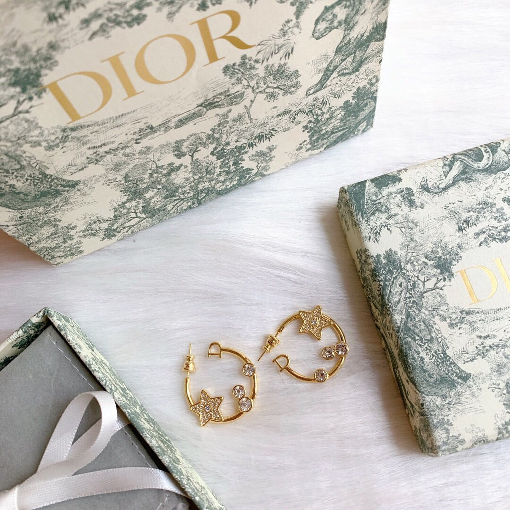 18K Dior Star Pink Crystals Earrings