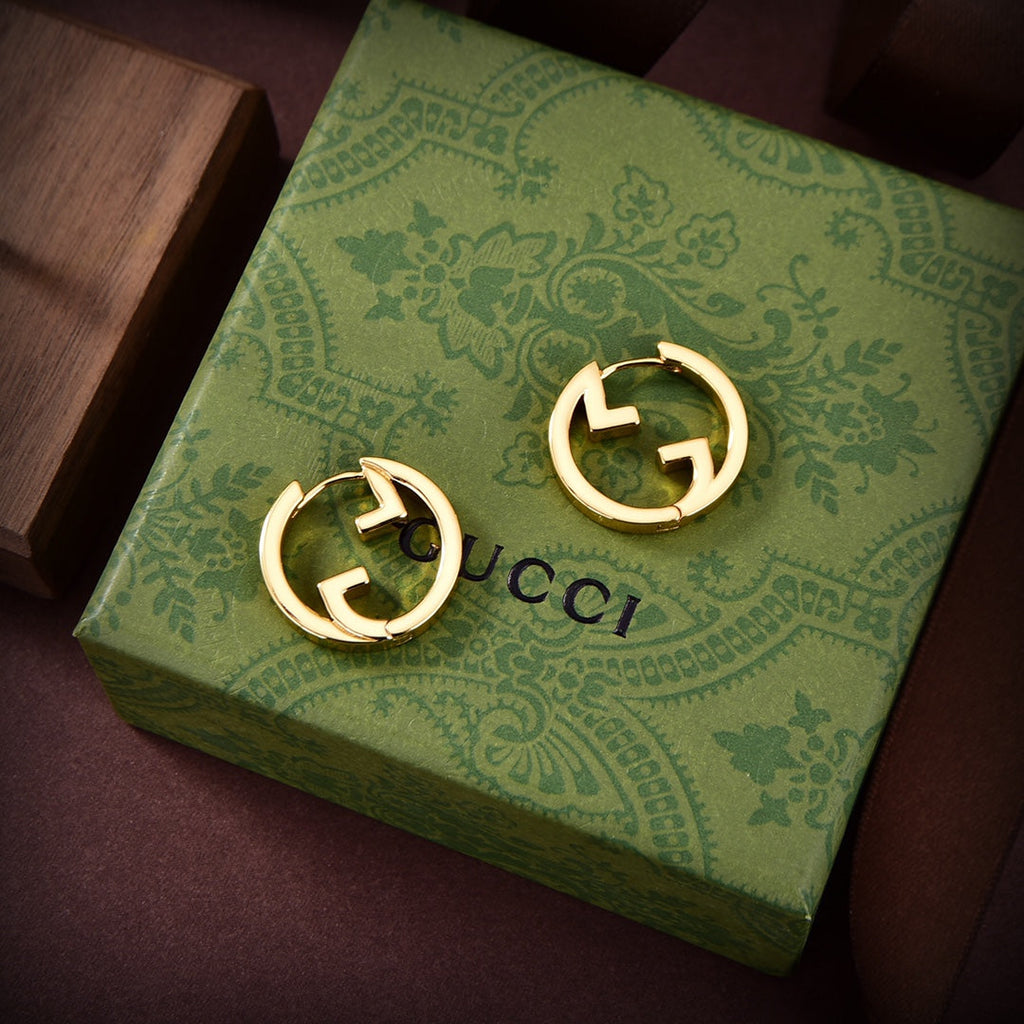 18K Double Gucci Hollow Earrings
