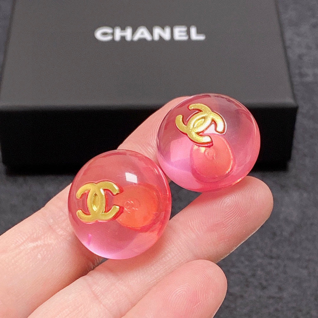 18K  Chanel Pink Crystal Earrings